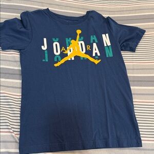 Jordan Navy Tee with Yellow Jumpman and Teal Accents